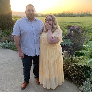 Ava & Viv Yellow Ditsy Floral Midi Chiffon Dress